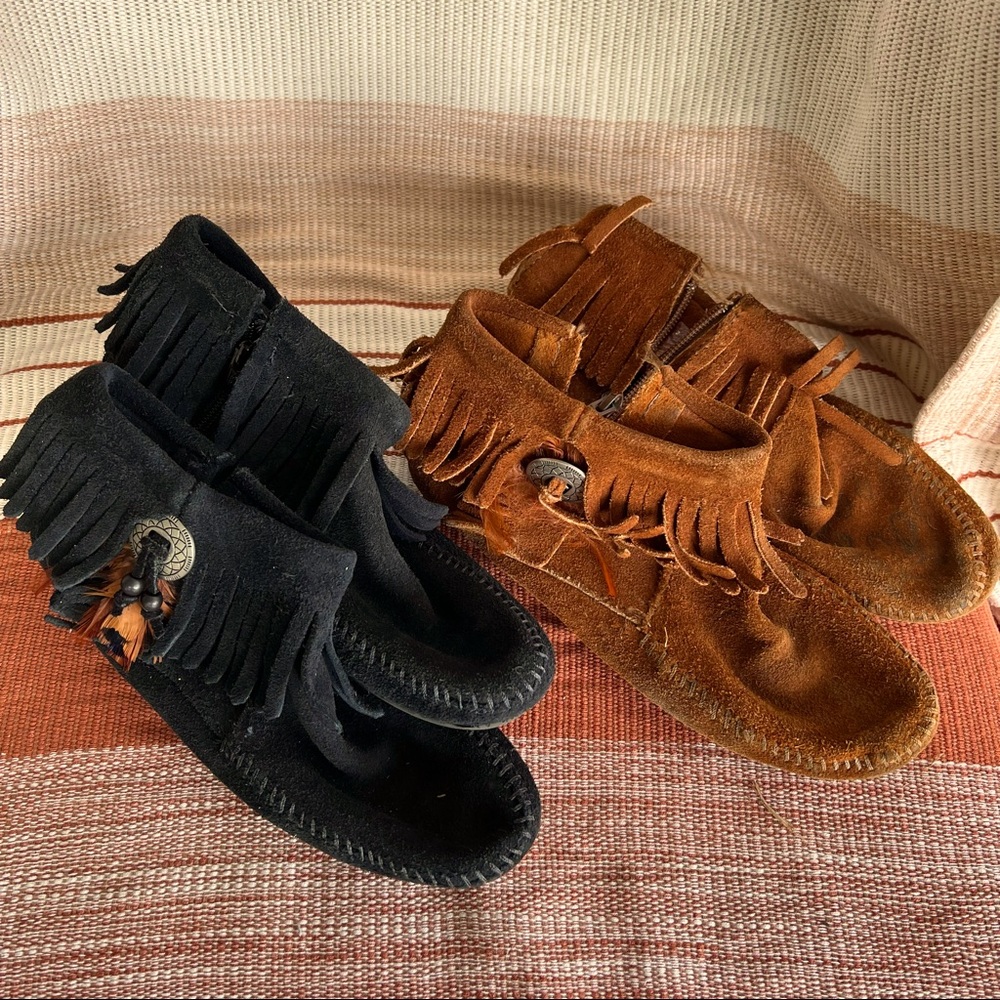 Two pairs Minnetonka moccasins size 6.5